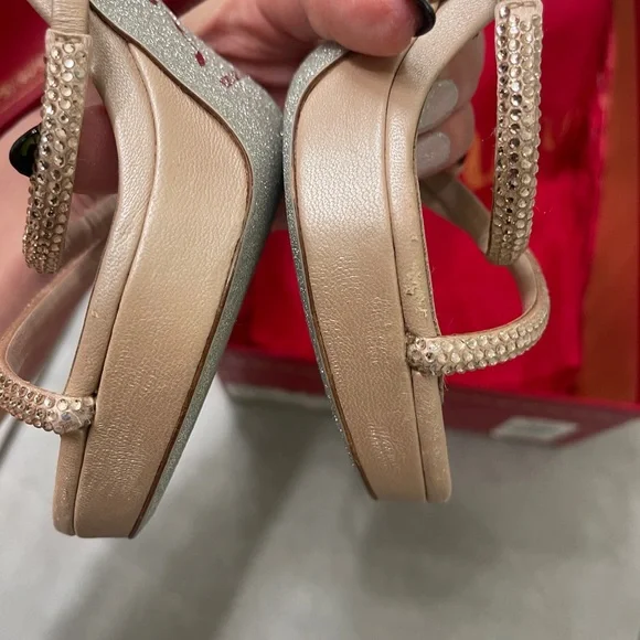 Rene Caovilla Beige Spiral Strap Heels - Picture 9 of 10